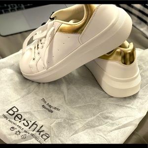 Bershka platform white sneakers